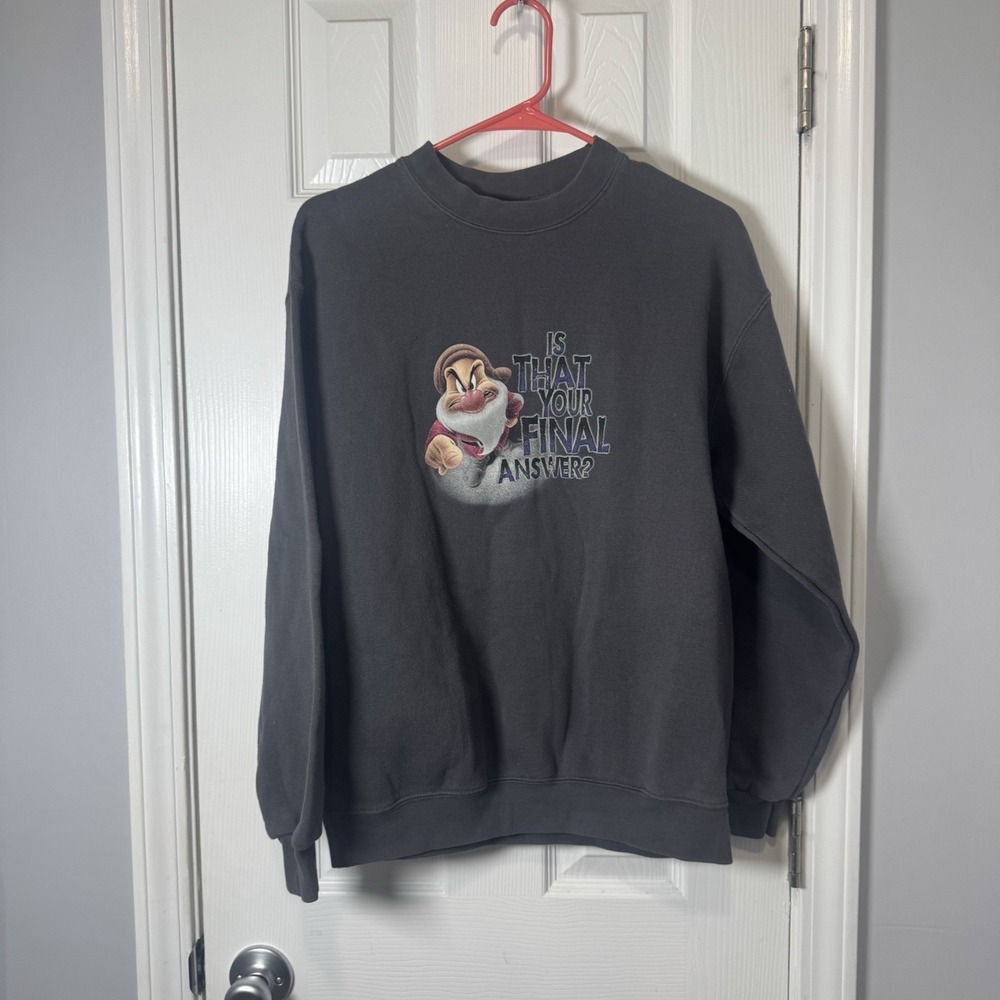 Vintage Disney Grumpy Is That Your Final‎ Answer?" Graphic Sweatshirt - Sz M